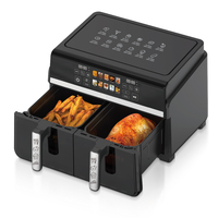 Friteuse à air double compartiment RAF R.5003 1100W Plus 1100W 5.0L Plus 5.0L avec contrôle double synchronisé et minuterie de 80 à 200°C pour la préparation de repas en famille