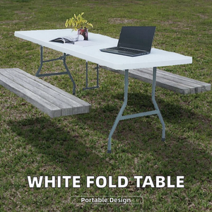 Bàn gấp màu trắng của nhà máy và ghế tiệc di động cho đồ gỗ ngoài trời được làm bằng nhựa bền - Product Image 2