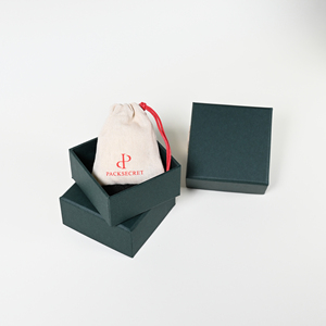 PackSecret Custom Logo Removable <b>Small</b> <b>Lid</b> Base Rigid <b>Box</b> Cardboard Packaging Paper Gift <b>Box</b> with Pouch Set for Jewelry - Product Image 3