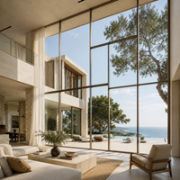 Mur de fenêtre en aluminium sur mesure ALUFRONT avec panneaux de verre expansifs pour villas de luxe et projets résidentiels contemporains