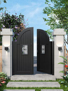 Cancello da Giardino a <span class=keywords><strong>Doppia</strong></span> <span class=keywords><strong>Anta</strong></span> in Stile Francese Minguting in Lega di Alluminio, Finitura Verniciata a Forno, Garanzia di 3 Anni, per Ville Esterne - Product Image 2