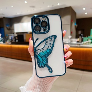 Glitter Quicksand Butterfly Gradient Case para <span class=keywords><strong>iPhone</strong></span> 16 15 14 13 <span class=keywords><strong>Pro</strong></span> <span class=keywords><strong>Max</strong></span> 16 Bling Plating Camera Protector Soft Funda a prueba de golpes - Product Image 3