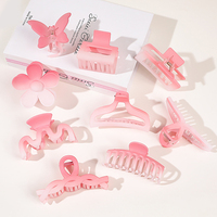 Gradient Couleur Rose Requin Clip Cheveux Griffe Mat Géométrique Doux Fille Cheveux Griffe Clips Givré Fleur Papillon Cheveux Accessoires