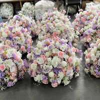Boule de fleurs en soie rose et violette en gros, centre de table personnalisé, boule florale pour décoration de scène de mariage, événement, fête