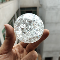 Nouvelle boule de cristal craquelé polie en verre, boule de glace craquelée, décoration d'intérieur Feng Shui, cadeau, 3 cm, impression UV, logo personnalisé
