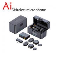 Microphone Lavalier Sans Fil Professionnel 2.4G Léger en Métal Anti-Bruit Portable pour Enregistrement Vidéo et Diffusion en Direct