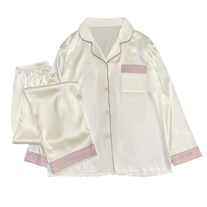 Conjunto de Pijama de Satén con Cintura Elástica, Simple y Elegante, para Primavera, Verano y Otoño, Color Liso, Ropa de Dormir para Mujer - Product Image 4