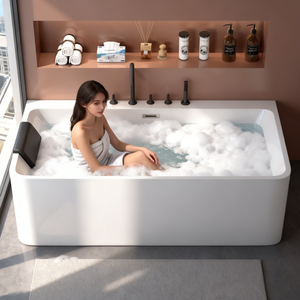 <span class=keywords><strong>Baignoire</strong></span> autoportante blanche, <span class=keywords><strong>baignoire</strong></span> moderne en <span class=keywords><strong>acrylique</strong></span> pour la maison, l'hôtel et la salle de bain - Product Image 1