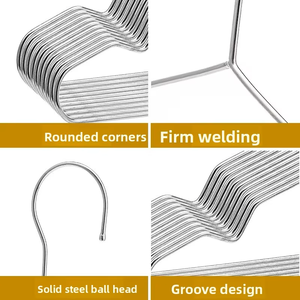Cintres légers en acier inoxydable creux, durables, en métal tubulaire avec encoches pour optimiser l'espace <span class=keywords><strong>de</strong></span> rangement dans le placard - Product Image 4