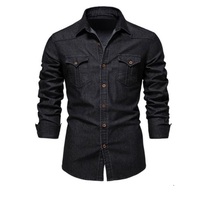 Chemise en jean pour homme de haute qualité, anti-rides, automne, sur mesure, grande taille, coupe classique, décontractée, manches longues