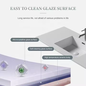 Thiết kế mới nóng bán hình chữ nhật nhựa phòng tắm chậu rửa bồn rửa Countertop phòng tắm sứ lưu vực cho khách sạn nhà - Product Image 5