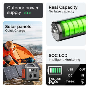 Centrale électrique portable 500W prises lampe de poche LED charge rapide générateur solaire silencieux avec sortie AC/DC/USB pour le camping - Product Image 4