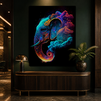 Impression murale éléphant nuage coloré, tableau abstrait animalier pour salon, chambre d'enfant, hôtel, intérieurs modernes et créatifs