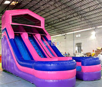 Toboggan gonflable commercial robuste avec mur d'escalade en PVC 0,9 mm pour location en parc d'attractions