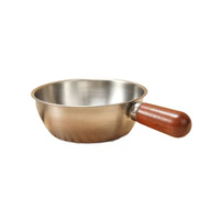 Petite casserole à lait avec poignée en bois de noyer et couvercle en verre, compatible tous feux, pour nouilles instantanées, salades, cuisson et battage des œufs