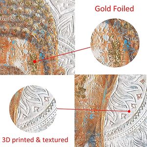 Modern 3D Mandala Flower Blossom <strong>Buddha</strong> <strong>Painting</strong> with Gold Foil High-Definition Reproduction Print on Blue <strong>Canvas</strong> - Product Image 5