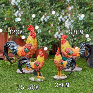Vente en gros résine personnalisable artisanat extérieur simulation coq <span class=keywords><strong>poule</strong></span> volaille décoration pour terres agricoles restaurant extérieur - Product Image 1