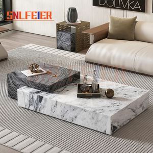 Table basse de salon moderne de luxe en marbre vert avec veinage naturel pour la décoration de la maison - Product Image 3