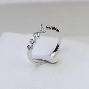 Bagues ajustables en argent S925, tailles 5-8, avec perle et incrustation ovale, accessoires de bricolage, plaqué or 18 carats, bague semi-finie à ouverture 1614 - Product Image 4