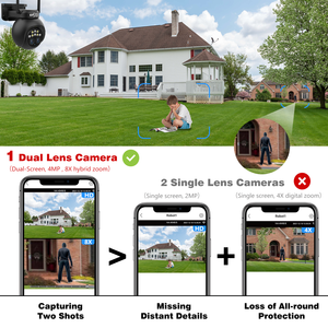 Système de caméra de sécurité WIFI ENSTER pour extérieur, zoom optique 8X, audio bidirectionnel, vision nocturne, étanche IP66, 6,0 MP - Product Image 6