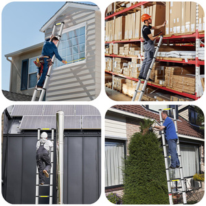 Modern Aluminum Silver/Red Manual Lock Telescopic Extension Ladder 7 <strong>Steps</strong> 2M Open Size <strong>Portable</strong> 330lb Capacity for Household - Product Image 6