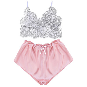 Vente chaude brodé évidé <span class=keywords><strong>voir</strong></span> à travers les shorts à bretelles pour ensemble de lingerie <span class=keywords><strong>rose</strong></span> pour femmes - Product Image 3