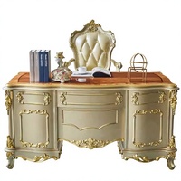 Bureau de direction en bois massif de style européen et français, avec armoire, couleur champagne doré, modèle 099 pour bureau commercial