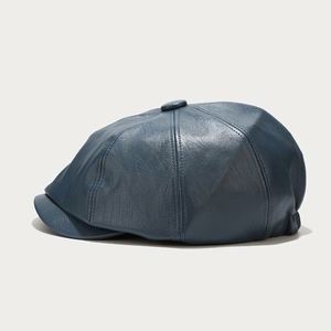 Wholesale New Hot Sale Color Men 8 Panels Newsboy Cap Lady Women Beret PU Leather Cap <b>Hat</b> - Product Image 6