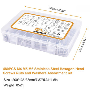 480pcs 304 Stainless Steel Hex Bolts Nuts Washers Kit <b>Boxed</b> Standard <b>Tool</b> <b>Set</b> - Product Image 4