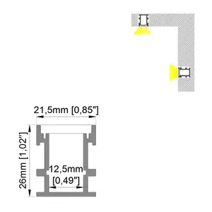 DM21x26mm ชั้น Led ช่องกันน้ำอลูมิเนียมโปรไฟล์สำหรับตกแต่งพื้นดินกลางแจ้งนำแถบไฟ