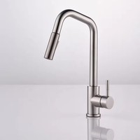 Robinet de cuisine moderne à douchette extractible, monocommande eau chaude/froide, finition brossée, en acier inoxydable 304, pour évier