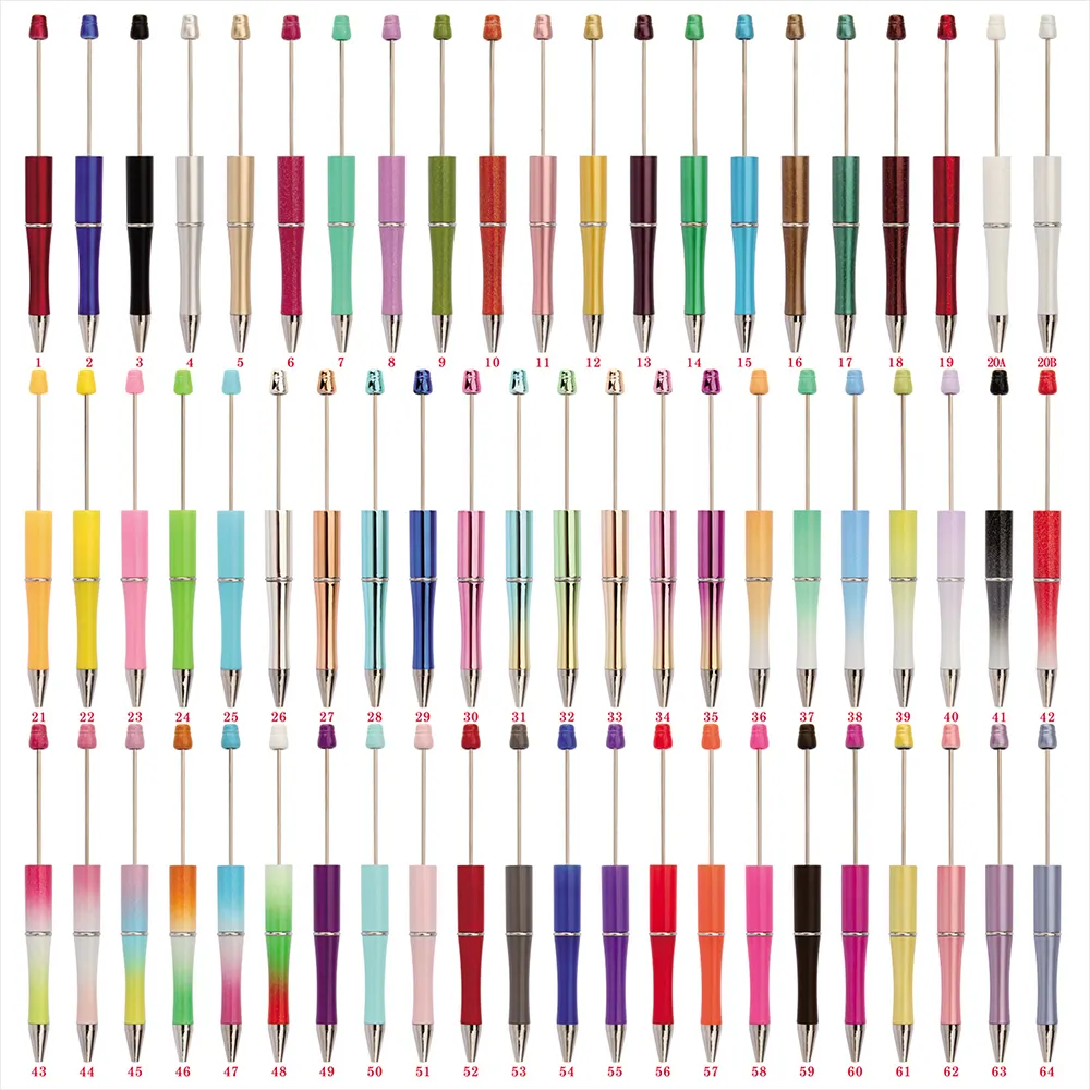 Wholesale Add a Bead Pens Creative Novelty Jewelry DIY 64Colors Blanks Decorative Bead Gift Ballpoint plastic Bead Pens
