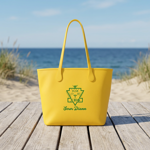 Chi Eta Phi Women's Custom Embroidery PU Leather Outdoor Large Capacity Shopping Tote Soror Name Bucket Shape Two Shoulder - Product Image 2