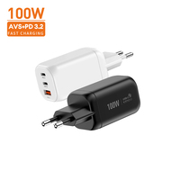 Pengisi Daya Cepat VINA 100W AVS PD3.2 2C1A Mini GaN untuk iPhone iPad MacBook Adaptor USB C Multiport Pengisi Daya Portabel untuk Perjalanan
