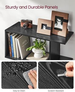 Libreria Industriale in Legno Nero a <span class=keywords><strong>5</strong></span> Ripiani, Scaffale Alto Fai-da-Te Impilabile, Libreria Stretta per Soggiorno e Studio - Product Image 5