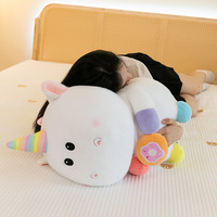 Coussin en peluche Licorne Arc-en-ciel Viral, Super Doux, en Coton PP, Animal en Peluche à Câliner, Cadeau Mignon pour Filles, Accessoire d'Anniversaire pour Enfants