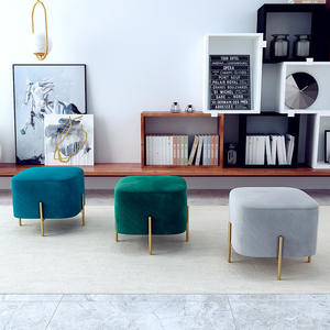 Taburete <span class=keywords><strong>cuadrado</strong></span> con patas doradas para sala de estar, mueble otomano de terciopelo <span class=keywords><strong>rosa</strong></span>, ahorro de espacio, venta al por mayor - Product Image 4