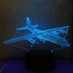 Nouvelle lampe de nuit 3D en forme d'<span class=keywords><strong>avion</strong></span>, LED tactile, mini lampe de table moderne, 7 couleurs changeantes, lampe d'intérieur, cadeau pour enfants, jouet - Product Image 1