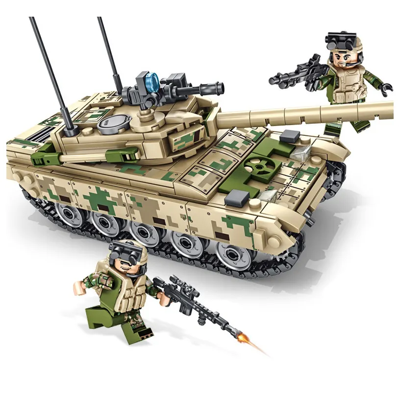 Jagged-tanque de batalla principal de la serie VT-4, bloques de construcción militares, juguete de tanque
