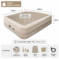 Matelas Gonflable Double avec Pompe à Batterie Intégrée, Tissu Drop-stitch, 40 cm d'Épaisseur, Portable pour la Maison et le Camping, Vente en Gros