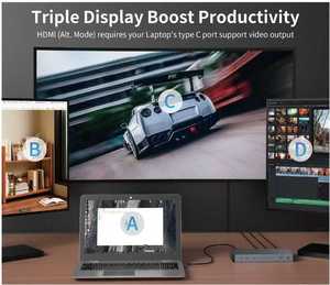 Thunderbolt 4 ドッキングステーション トリプルディスプレイ 4K60Hz デュアルDP 100W PD 10Gbps USB-C ハブ ギガビットイーサネットオーディオ搭載 - Product Image 5