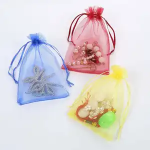Sacos de sacos de organza com logotipo personalizado, sacos de sacos de presente com cordão OEM, embalagens com cordão