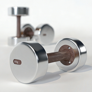 Haltère en acier inoxydable et bois avec huile <span class=keywords><strong>de</strong></span> cire <span class=keywords><strong>de</strong></span> bois écologique, acier massif et chêne rouge, 2,5 kg à 15 kg, poids progressifs pour la <span class=keywords><strong>salle</strong></span> <span class=keywords><strong>de</strong></span> <span class=keywords><strong>sport</strong></span> - Product Image 1