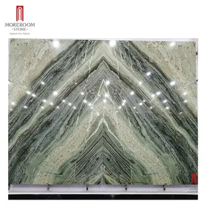 Luxury bookmatch Green granite marble background wall