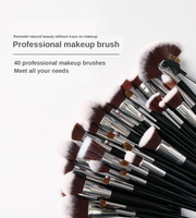 Ensemble de Pinceaux de Maquillage Professionnel de Luxe 40 Pièces, Marque Privée, Logo Personnalisé, Brosses Noires