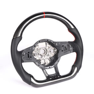 Volant en fibre de carbone véritable pour Volkswagen VW <span class=keywords><strong>Golf</strong></span> <span class=keywords><strong>7</strong></span> R Mk7 <span class=keywords><strong>GTI</strong></span>, avec surpiqûres rouges ou bleues et bande supérieure, en stock aux États-Unis - Product Image 5