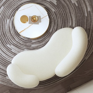 Canapé incurvé 3 places de style nordique personnalisé en tissu bouclé, laine d'<span class=keywords><strong>agneau</strong></span>, structure en bois massif, meubles de salon - Product Image 4
