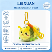 Porte-clés Peluche Chenille Mignonne Jaune et Verte, Corps Fourrure, Breloque de Sac Insecte, Décoration de Sac à Dos, Porte-clés Meilleur Ami