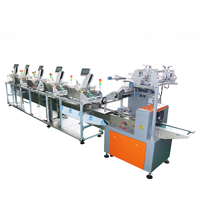 Automatic Multi-Function Greeting Cards Wrapping Trading Card Packing Machine with Paper Labeling Gluing for Cards Flow Wrapper