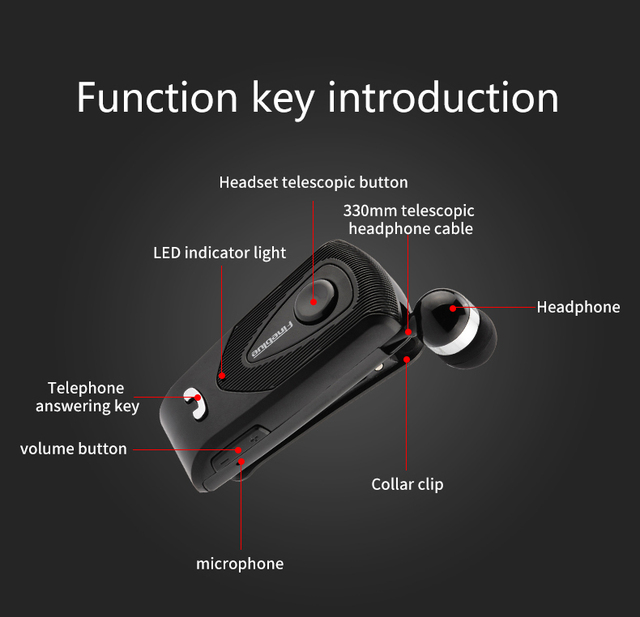 Fineblue F930 Wireless Retractable Portable Mini Headset Calls Remind Vibration Wear Clip Sports Running Earphone